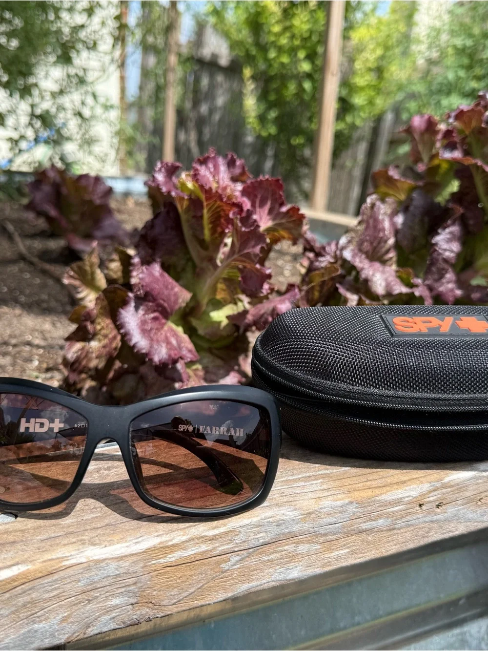 SPY Black Sunglasses with Black Textured Case and Orange Logo